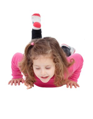 Pembe oynarken sevimli küçük kız