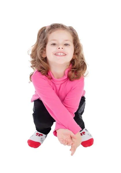 Bonito menina abaixando — Fotografia de Stock