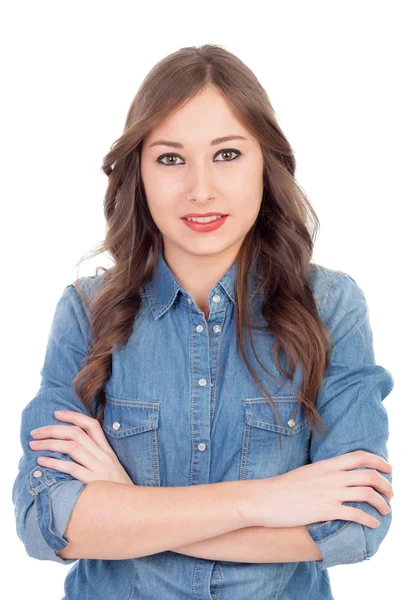 Menina bonita compõem com olhos castanhos — Fotografia de Stock