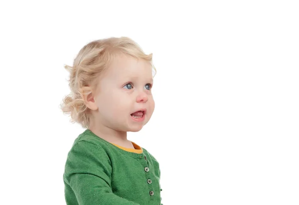 Retrato de um lindo bebê olhando para o lado — Fotografia de Stock