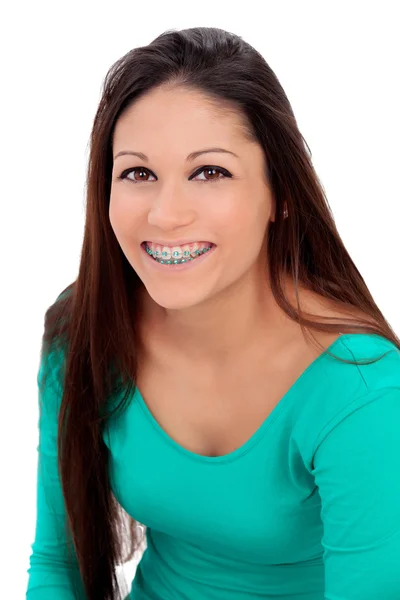 Smiling teenager girl with brackets — Stock Photo, Image