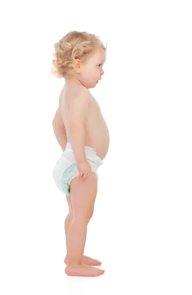 Adorable blond baby with two years in diaper — Stock Photo, Image