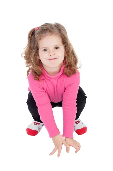 Bonito menina abaixando — Fotografia de Stock