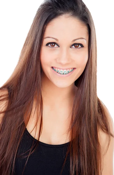 Smiling teenager girl with brackets — Stock Photo, Image