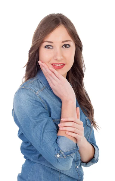 Bella ragazza compongono con gli occhi marroni — Foto Stock