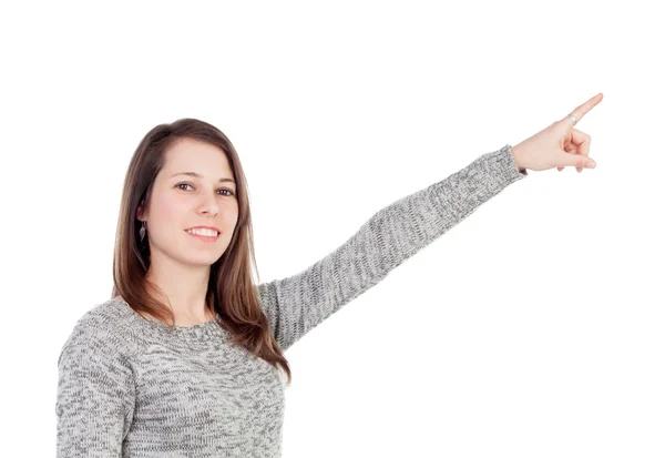 Mujer indicando algo — Foto de Stock