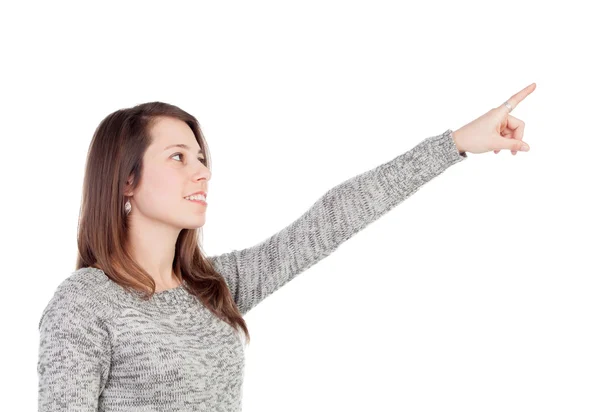 Mujer indicando algo — Foto de Stock