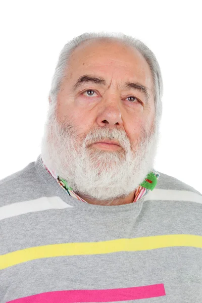 Senior man with white beard lookin up — Stock Photo, Image