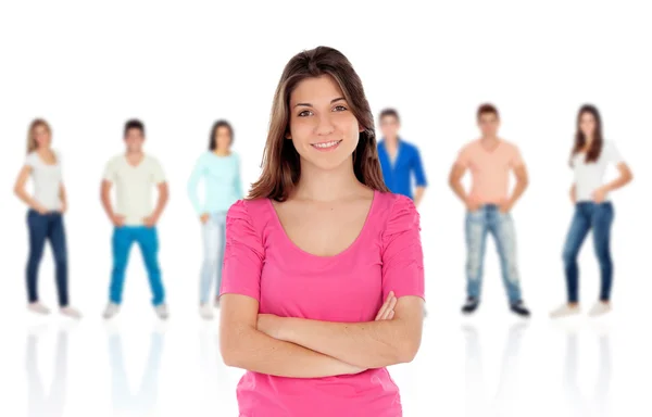 Casual cool girl dressed in pink — Stock Photo, Image