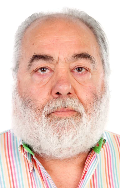 Homem sênior sério com barba branca — Fotografia de Stock