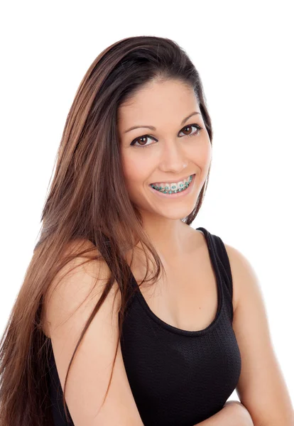 Smiling cool girl with brackets — Stock Photo, Image