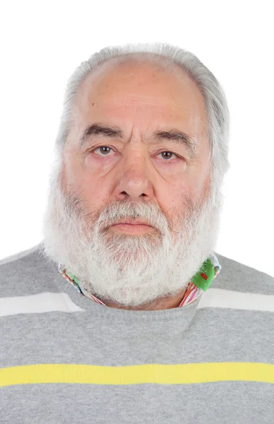 Homme âgé sérieux à la barbe blanche — Photo