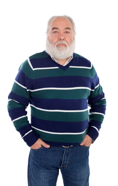 Старший чоловік з білою бородою — стокове фото