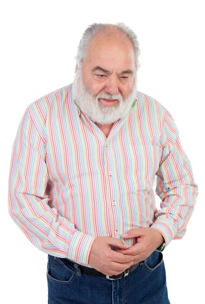 Worried elderly man with stomach pain — Stock Photo, Image