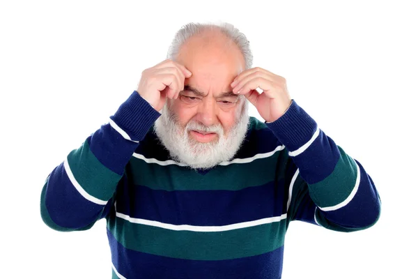 Elderly man with worried gesture — Stock Photo, Image