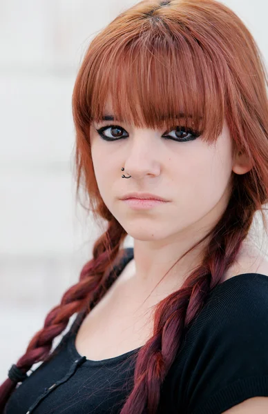 Rebellious teenager girl with red hair — Stock Photo, Image