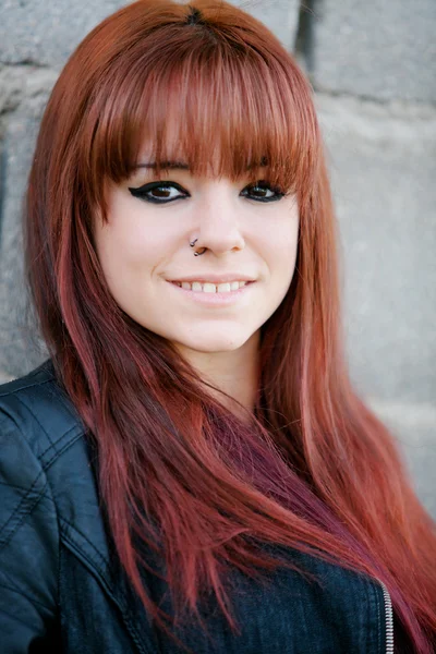 Rebellious teenager girl with red hair — Stock Photo, Image