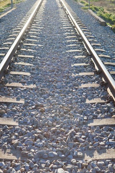 Railroad track sunlit