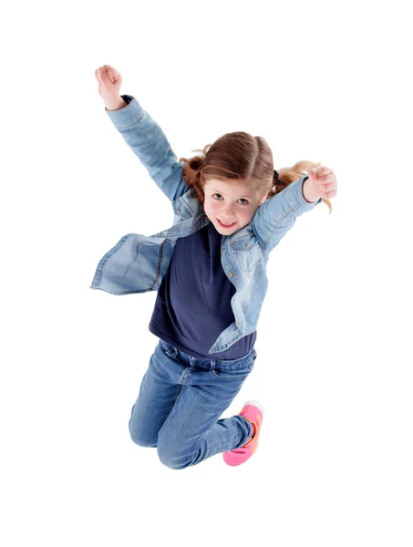 Bonito sorrindo menina saltando — Fotografia de Stock