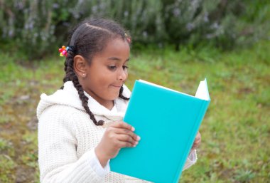 Oldukça Afrikalı kız parkta bir kitap okuma