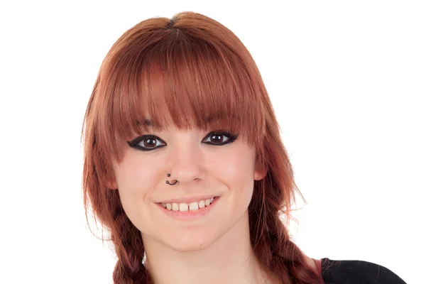 Teenage girl dressed in black with a piercing — Stock Photo, Image