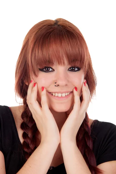 Teenage girl dressed in black with a piercing — Stock Photo, Image