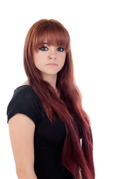 Teenage girl dressed in black with a piercing — Stock Photo, Image