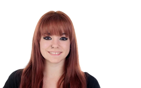 Teenage girl dressed in black with a piercing — Stock Photo, Image