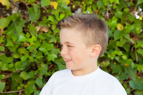 Garoto sorridente com olhos azuis cerca de 5 anos — Fotografia de Stock