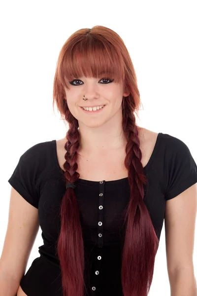 Teenage girl dressed in black with a piercing — Stock Photo, Image