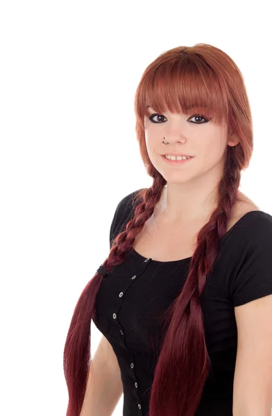 Teenage girl dressed in black with a piercing — Stock Photo, Image