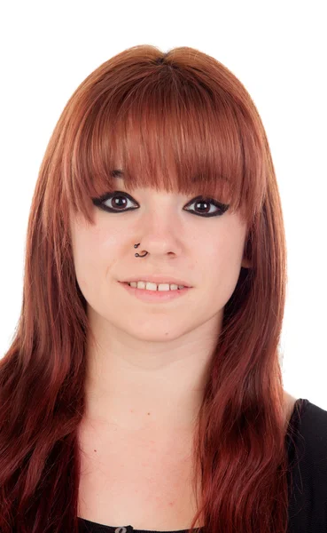 Teenage girl dressed in black with a piercing — Stock Photo, Image