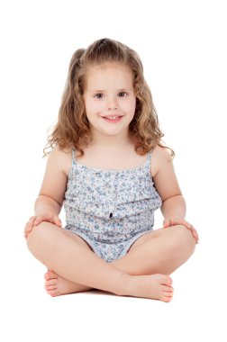 Cute little girl with three year old sitting on the floor