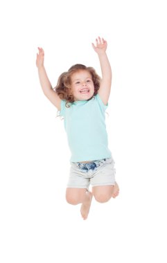 mutlu küçük kız atlama