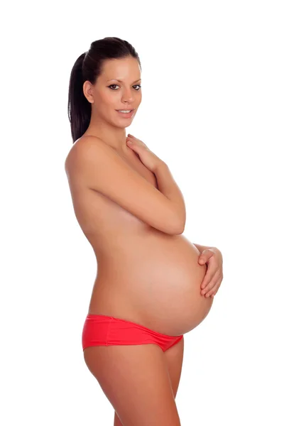 Young, pregnant half naked woman — Stock Photo, Image