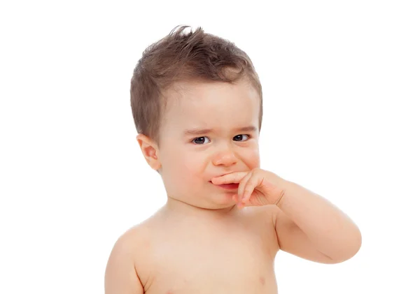 Маленький мальчик с пальцем во рту — стоковое фото