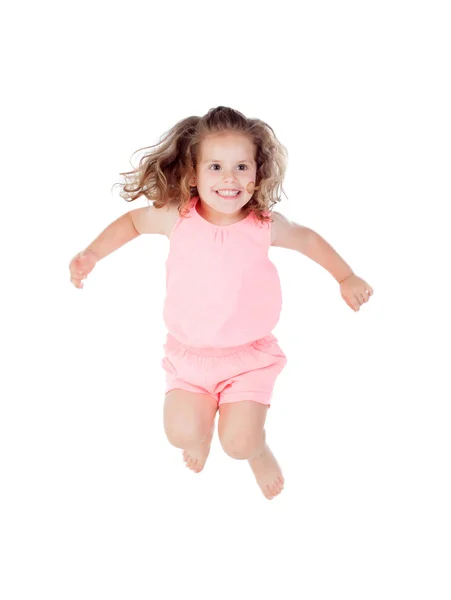 Felice bambina che salta — Foto Stock