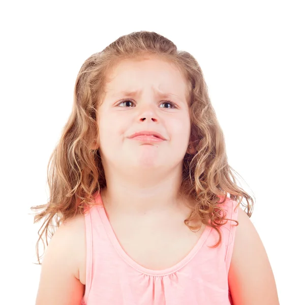 Niña haciendo cara de enojado — Foto de Stock