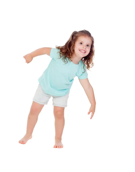 Schattig klein meisje die zich voordeed op camera — Stockfoto