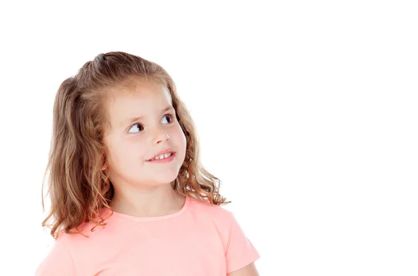 Cute little girl with three year old looking at side — Zdjęcie stockowe