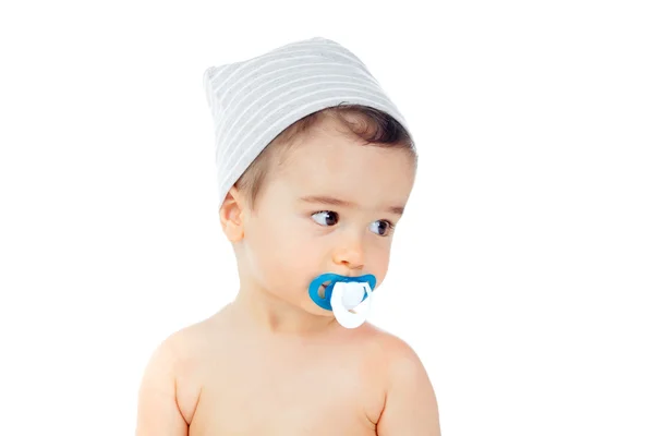 Little boy with pacifier in mouth — Stock Photo, Image