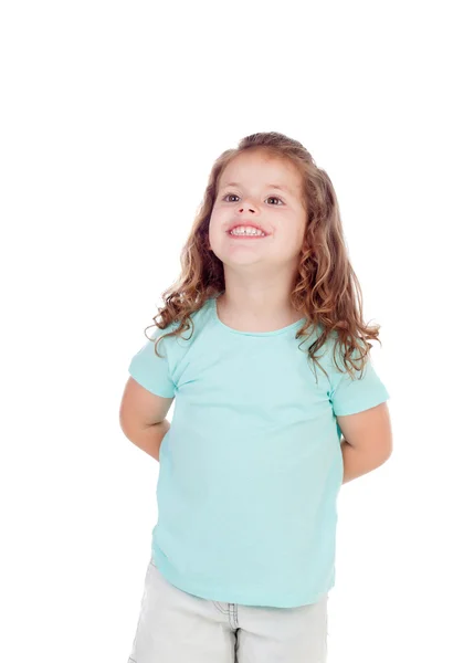 Милая маленькая девочка с трехлетней улыбкой — стоковое фото