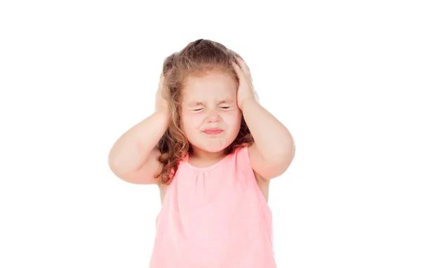 Little girl with headache — Stock Photo, Image