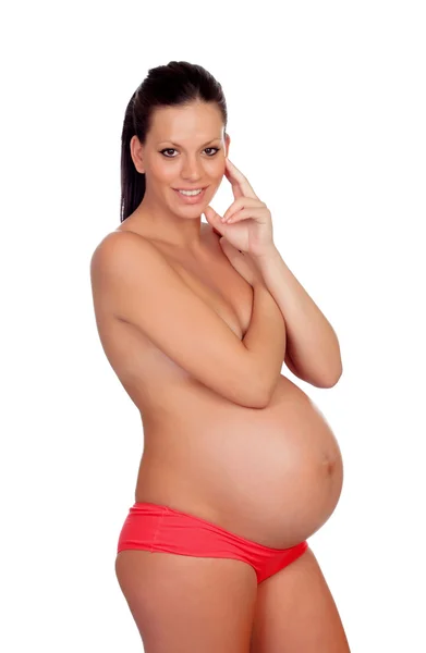 Young, pregnant half naked woman Stock Picture