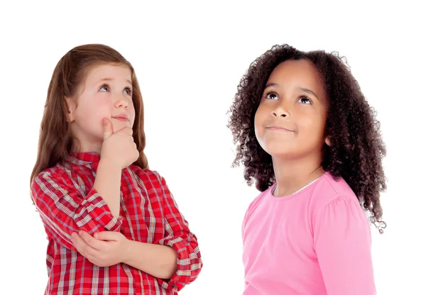 Twee kinderen denken — Stockfoto