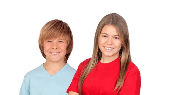 Smilende bror og søster – stockfoto