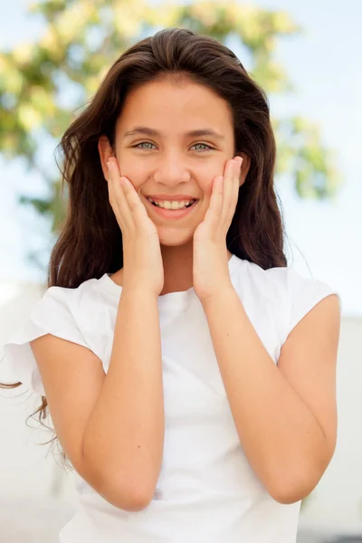 Girl with blue eyes smiling — Stock Photo, Image