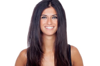 Siyahlar giymiş güzel esmer kız