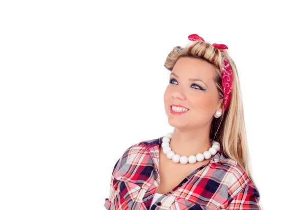 Schattig meisje in pinup stijl opzoeken — Stockfoto