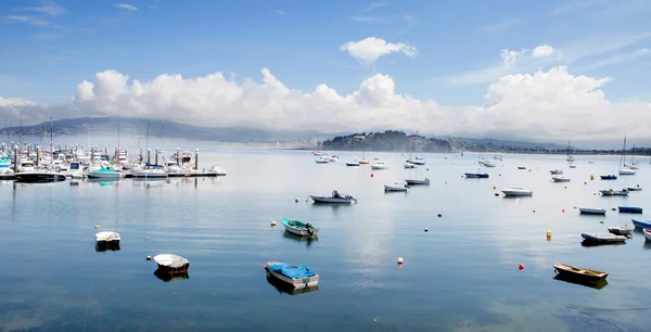 Port of Bayona with lot of yachts — Stock Photo, Image